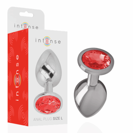 INTENSE - PLUG ANAL METAL ALUMINIO CON CRISTAL ROJO TALLA L - sexbliss - Foto 1