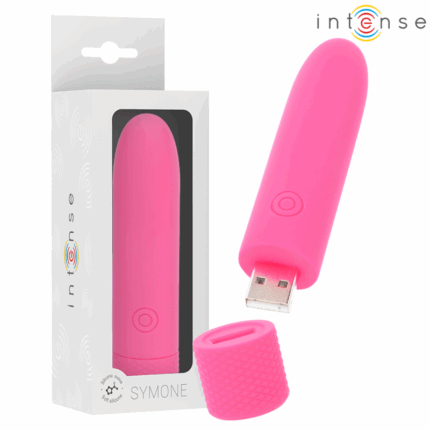 INTENSE - SYMONE BALA VIBRADORA RECARGABLE POR USB 8 VIBRACIONES ROSA 10 X 2.2 CM - sexbliss - Foto 1