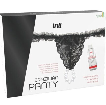 INTT RELEASES - PANTY BRASILEÑA NEGRA CON PERLAS Y GEL LUBRICANTE 50 ML - sexbliss - Foto 1