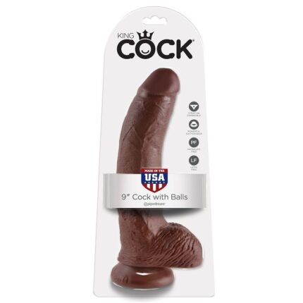 KING COCK - 9 PENE REALÍSTICO MARRÓN 22.9 CM - sexbliss - Foto 1