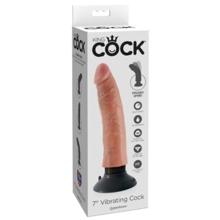 KING COCK - DILDO VIBRADOR 17.78 CM NATURAL - sexbliss - Foto 1