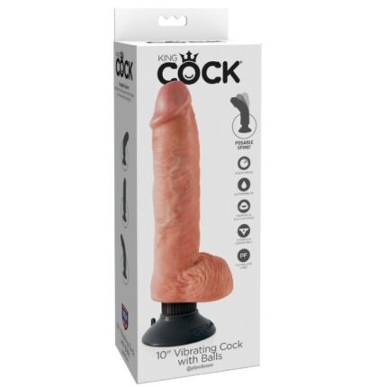KING COCK - DILDO VIBRADOR CON TESTÍCULOS 25.5 CM COLOR NATURAL - sexbliss - Foto 1