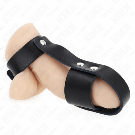 KINK - ANILLO JAULA PENE CUERO CON DIVISOR DE BOLAS AJUSTABLE - sexbliss - Foto 1