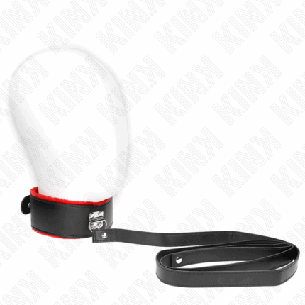 KINK - COLLAR CON CORREA 116 CM DE PIEL ROJO AJUSTABLE 40-48 CM X 6 CM - sexbliss - Foto 1