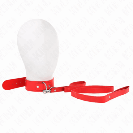 KINK - COLLAR CON CORREA 116 CM FINO ROJO AJUSTABLE 32-50 CM X 8 CM - sexbliss - Foto 1