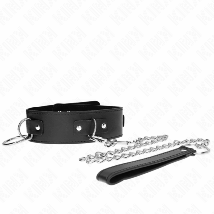 KINK - COLLAR CON CORREA 65 CM 3 ANILLOS MODELO 2 AJUSTABLE 36-43 CM X 5 CM - sexbliss - Foto 1