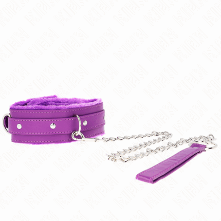 KINK - COLLAR CON CORREA 65 CM CON RESTRICCIONES MORADO AJUSTABLE 36-42 CM X 5.5 CM - sexbliss - Foto 1