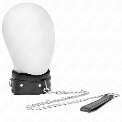 KINK - COLLAR CON CORREA 65 CM CON RESTRICCIONES NEGRO AJUSTABLE 36-42 CM X 5.5 CM - sexbliss - Foto 1