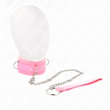 KINK - COLLAR CON CORREA 65 CM CON RESTRICCIONES ROSA AJUSTABLE 36-42 CM X 5.5 CM - sexbliss - Foto 1