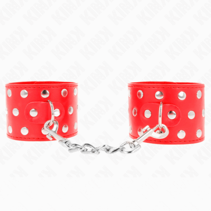 KINK - MUÑEQUERAS CON CIERRE A PRESIÓN LLENO DE TACHUELAS AJUSTABLE ROJO 19-24 CM X 5.5 CM - sexbliss - Foto 1