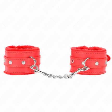 KINK - MUÑEQUERAS FORRADAS PREMIUM ROJO CON CORREA ROJO AJUSTABLE 17-29 CM X 6 CM - sexbliss - Foto 1