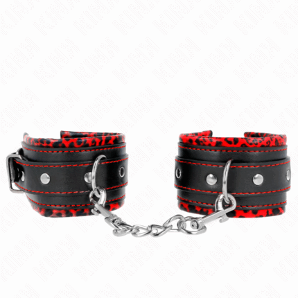 KINK - MUÑEQUERAS FORRADAS ROJO / NEGRO AJUSTABLE 17-29 CM X 6 CM - sexbliss - Foto 1