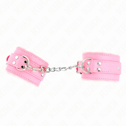 KINK - MUÑEQUERAS FORRADAS ROSA CON CORREA ROSA AJUSTABLE 20-29 CM X 5.5 CM - sexbliss - Foto 1
