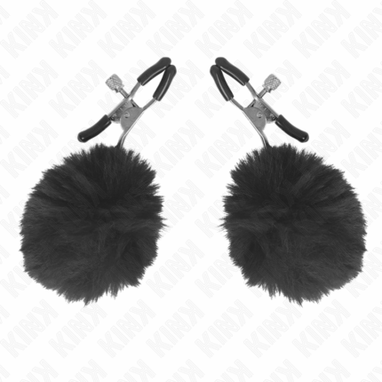 KINK - PINZAS PARA PEZONES CON POMPÓN NEGRO 6 CM - sexbliss - Foto 1