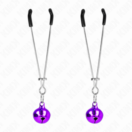 KINK - PINZAS PARA PEZONES FINA CON CASCABEL VIOLETA 7 CM - sexbliss - Foto 1