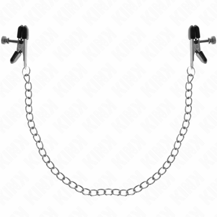 KINK - PINZAS PARA PEZONES PLANAS NEGRO CON CADENA PLATEADO 34 CM - sexbliss - Foto 1
