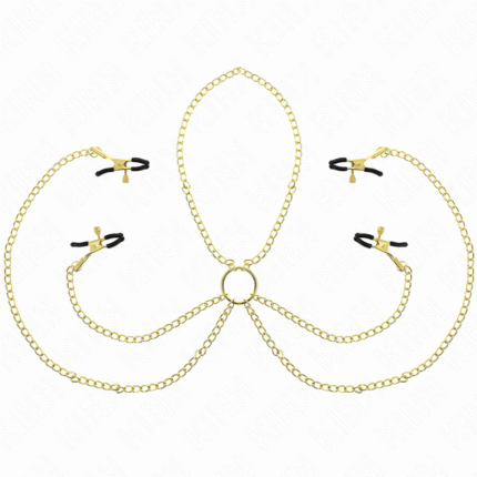 KINK - PINZAS PARA PEZONES Y CLÍTORIS 4 ENGANCHES AJUSTABLE DORADO - sexbliss - Foto 1