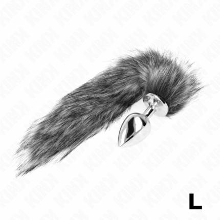 KINK - PLUG ANAL TALLA L 10 X 4 CM CON COLA SINTÉTICA 40 CM PLATEADO - sexbliss - Foto 1