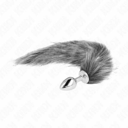 KINK - PLUG ANAL TALLA S 7 X 3 CM CON COLA SINTÉTICA 40 CM PLATEADO - sexbliss - Foto 1