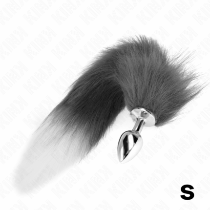 KINK - PLUG ANAL TALLA S 7 X 3 CM CON COLA SINTÉTICA 40 CM PLATEADO Y BLANCO - sexbliss - Foto 1