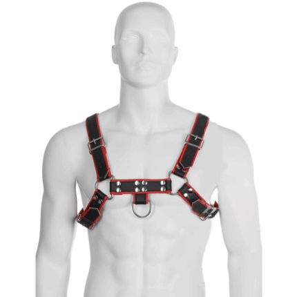LEATHER BODY - CHAIN HARNESS III BLACK / RED - sexbliss - Foto 1