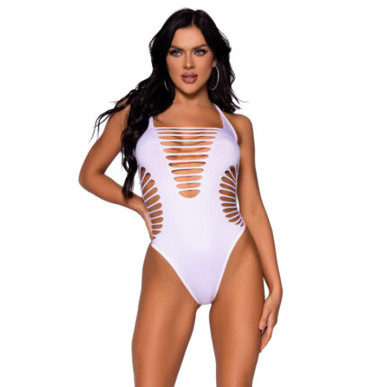 LEG AVENUE - BODY TANGA RACERBACK BLANCO - sexbliss - Foto 1
