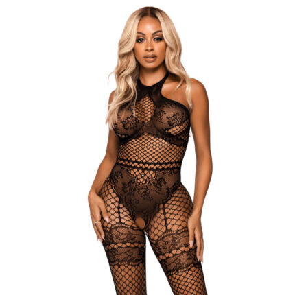 LEG AVENUE - BODYSTOCKING CUELLO HALTER TALLA ÚNICA - NEGRO - sexbliss - Foto 1