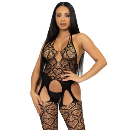 LEG AVENUE - BODYSTOCKING DE RED CON TIRANTES TALLA ÚNICA - NEGRO - sexbliss - Foto 1
