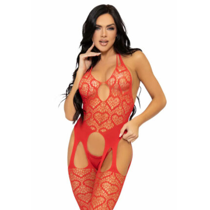 LEG AVENUE - BODYSTOCKING DE RED CON TIRANTES TALLA ÚNICA - ROJO - sexbliss - Foto 1