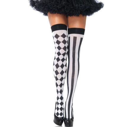 LEG AVENUE - CALCETINES ALTOS ARLEQUIN NEGRO/BLANCO - sexbliss - Foto 1
