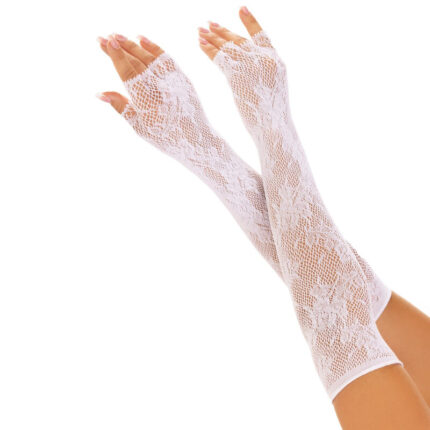 LEG AVENUE - GUANTES SIN DEDOS RED FLORAL BLANCO - sexbliss - Foto 1