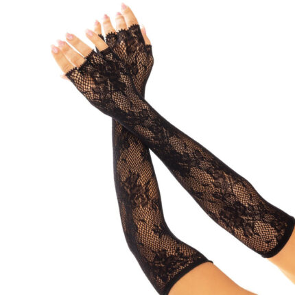 LEG AVENUE - GUANTES SIN DEDOS RED FLORAL NEGRO - sexbliss - Foto 1