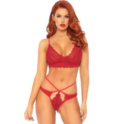 LEG AVENUE - SET 2 PIEZAS CON TANGA DOBLE TIRANTA M/L ROJO - sexbliss - Foto 1