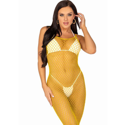 LEG AVENUE - VESTIDO DE REJILLA LARGO AMARILLO TALLA ÚNICA - sexbliss - Foto 1