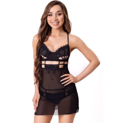 LIVCO CORSETTI FASHION - MAIA 20247 BABYDOLL + TANGA NEGRO S/M - sexbliss - Foto 1