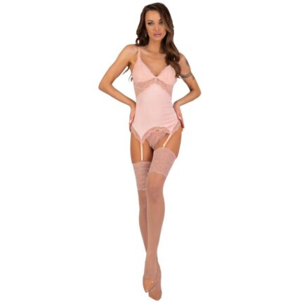 LIVCO CORSETTI FASHION - PERSINNE PEACH SET CORSET + PANTY + MEDIAS S/M - sexbliss - Foto 1