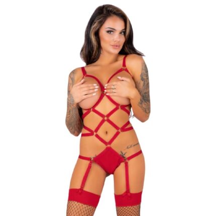 LIVCO CORSETTI FASHION - THIARA LC 20213 SET BODY + MEDIAS ROJA S/M - sexbliss - Foto 1
