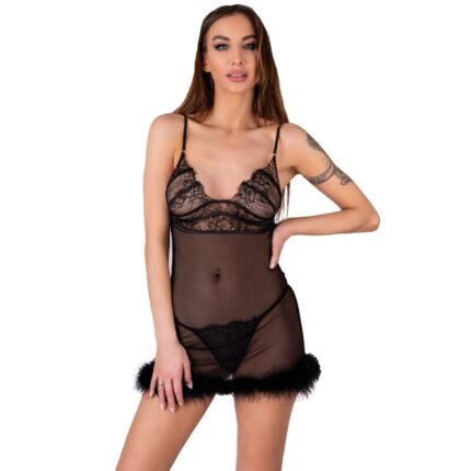 LIVCO CORSETTI FASHION - ZERUNAM SET BABYDOLL + TANGA NEGRO S/M - sexbliss - Foto 1