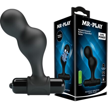 MR PLAY - PLUG ANAL VIBRADOR DE SILICONA NEGRO - sexbliss - Foto 1