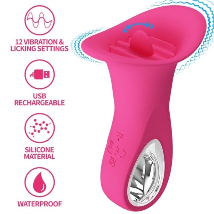 PRETTY LOVE - CLYDE VIBRADOR ORAL LENGUA VIBRADORA 12 VIBRACIONES ROSA - sexbliss - Foto 1