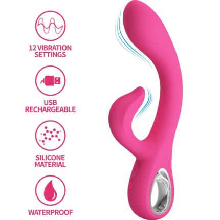 PRETTY LOVE - FRITZ VIBRADOR RABBIT 12 VIBRACIONES ROSA - sexbliss - Foto 1