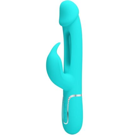 PRETTY LOVE - KAMPAS VIBRADOR RABBIT 3 EN 1 MULTIFUNCIÓN CON LENGUA VERDE AGUA - sexbliss - Foto 1