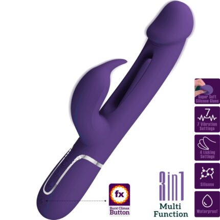 PRETTY LOVE - KAMPAS VIBRADOR RABBIT 3 EN 1 MULTIFUNCIÓN CON LENGUA VIOLETA - sexbliss - Foto 1
