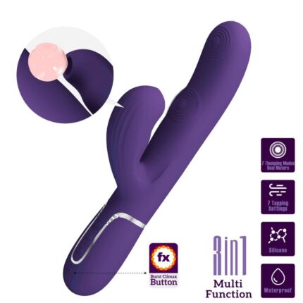 PRETTY LOVE - PERLITA VIBRADOR PUNTO G 3 EN 1 MULTIFUNCIÓN MORADO - sexbliss - Foto 1