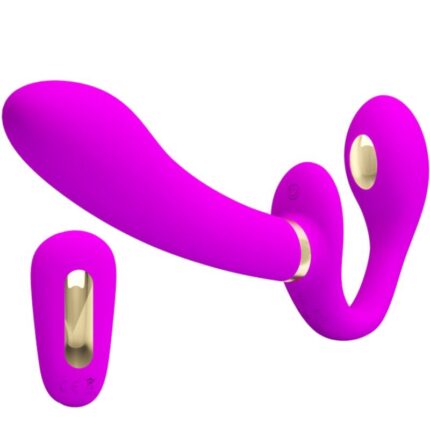 PRETTY LOVE - THUNDERBIRD VIBRADOR DOBLE STRAP-ON CONTROL REMOTO MORADO - sexbliss - Foto 1