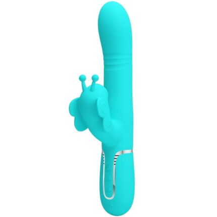 PRETTY LOVE - VIBRADOR RABBIT MULTIFUNCIÓN 4 EN 1 MARIPOSA VERDE AGUA - sexbliss - Foto 1