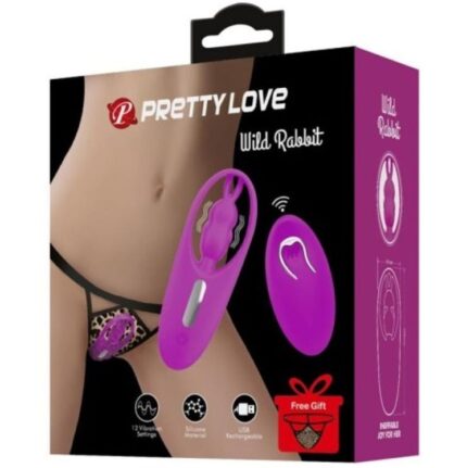 PRETTY LOVE - WILD RABBIT ESTIMULADOR PARA BRAGUITA CON CONTROL REMOTO LILA - sexbliss - Foto 1