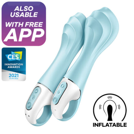 SATISFYER - AIR PUMP VIBRATOR 5+ VIBRADOR PUNTO G INFLABLE APP AZUL - sexbliss - Foto 1
