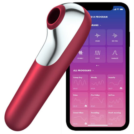 SATISFYER - DUAL LOVE VIBRADOR Y SUCCIONADOR CON AIRE PULSADO ROJO - sexbliss - Foto 1
