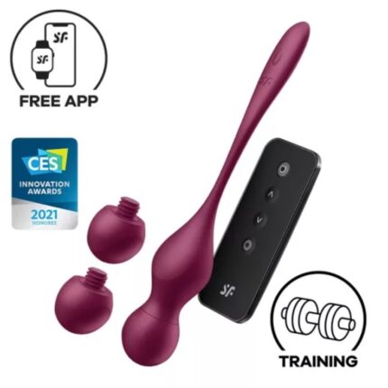 SATISFYER - LOVE BIRDS VARY BOLAS VIBRADORES APP GRATUITA ROJO VINO - sexbliss - Foto 1